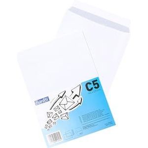Bantex Enveloppen DIN C5 (22,9 x 16,2 cm) / enveloppen met plakstrips, 25 stuks in folieverpakking (wit)