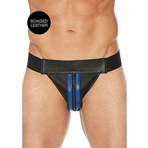 Shots Ouch! Harnesses - Plain Front With Zip Jock S/M - Blue