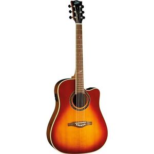 EKO Guitars - One D150CE Vintage Burst elektrische akoestische gitaar CE Serie ONE, versterkt met Fishman Presys II-systeem, mahonie onderkant, glanzende afwerking, schaal 650 mm, kleur sunburst