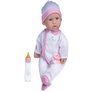 JC Toys La Baby Caucasian 40,6 cm (16 inch) Small Soft Body Baby Pop | Wasbaar | Verwijderbare witte en roze outfit met hoed, Pacifier & Magic Bottle | voor kinderen van 12 maanden +