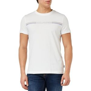 Tommy Hilfiger Heren streep borst T-shirt S/S T-shirts, wit, S, Wit, S