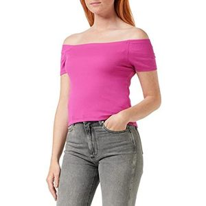Urban Classics T-shirt met geribbelde mouwen voor dames voor dames, helderviolet, L