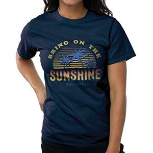 Del Sol Dames Boyfriend Tee - Breng op de zon, Indigo T-Shirt - Veranderingen van wit naar levendige kleuren in de zon - 100% gekamd, ringgesponnen katoen, fijne jersey - maat XL