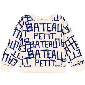 Petit Bateau Sweatshirt voor jongens, Wit Avalanche/Middeleeuws blauw, 3 Jaren