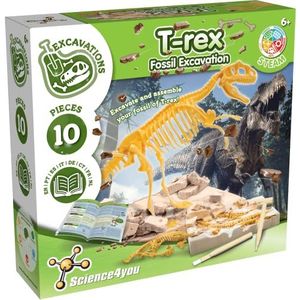Dinosaurus T-Rex-graafset voor kinderen +6 jaar - Graaf en monteer 10 dinosaurusfossielen met dit paleontologische en archeologische speelgoed voor kinderen, wetenschappelijke spellen van 6-10 jaar