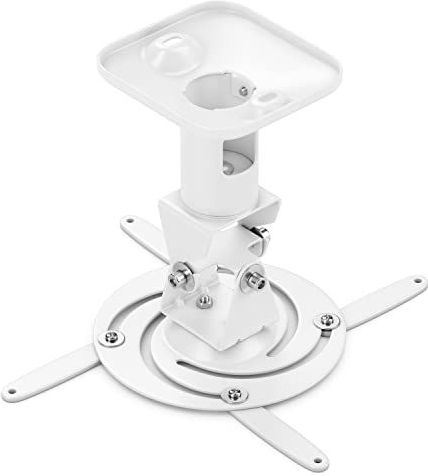 deleyCON Universele Beamer Projector Plafondbevestiging +-25° Kantelbaar - 360° Draaibaar - tot 15kg - Afstand tot het Plafond 215mm - Kabelgeleider - Wit