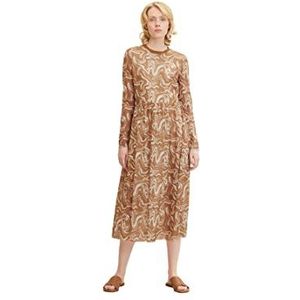TOM TAILOR Denim Dames Mesh jurk met all-over print 1034579, 30984 - Camel White Marble Print, S
