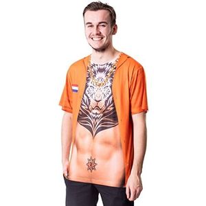 Folat - T-shirt Hollandse Leeuw Tattoo Oranje - Maat M-L