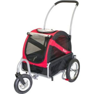 DoggyRide Mini hondenwandelwagen, gemakkelijk om te zetten in aanhangwagen, (met optionele kit) lente rood/zwart