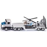 siku 1610, Police Low Loader with Helicopter, Metal/Plastic, Silver, Opening tailgate, Detachable trailer