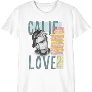 Tupac California Love Unisex T-shirt voor kinderen, referentie: BOTUPACTS005, wit, maat 8 jaar, Wit, 8 Jaren