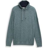 TOM TAILOR - Trui - Groen Gemêleerd - Lange Mouw - Sjaalkraag