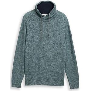 TOM TAILOR - Trui - Groen Gemêleerd - Lange Mouw - Sjaalkraag