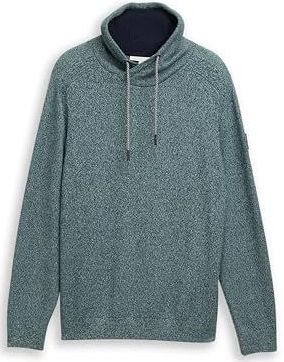 TOM TAILOR - Trui - Groen Gemêleerd - Lange Mouw - Sjaalkraag