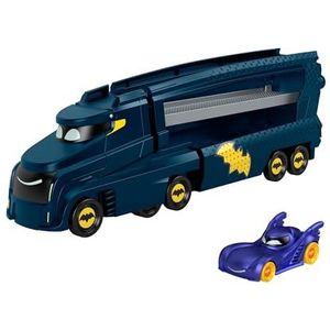 Fisher-Price DC Batwheels draagtas en auto, Bat-Big Rig met helling en Bam de Batmobiel voertuig op schaal van 1:55, leeftijd: 3 jaar en ouder, HMX07