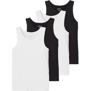 Name it kids Jongens Black Nkmtank Top 4P White Solid, Numeric_146, zwart, numeric_146