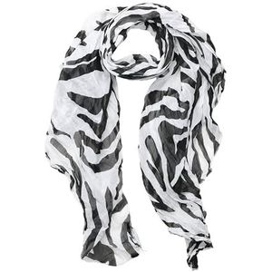 collezione alessandro Delicate sjaal zebra met zebrapatroon, Made in Italy 150 cm x 80 cm, wit, Eén Maat