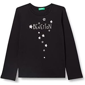 United Colors of Benetton T-shirt M/L 3I9WG104K lange shirt, zwart 100, 82 meisjes