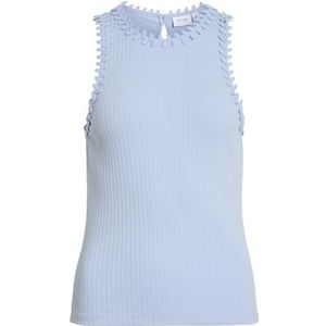 Vila Dames Vibabia Leaf O-hals S/L Top, Kentucky Blue., M
