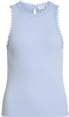 Vila Dames Vibabia Leaf O-hals S/L Top, Kentucky Blue., M