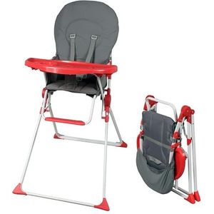 Bambisol Kinderstoel voor baby's, inklapbaar, stevig, ultracompact en licht, afneembaar dienblad, verstelbaar, rood