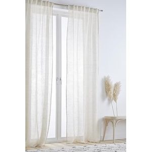 Jotex Ellen Multifunctioneel gordijn, hoogwaardige semi-transparante linnen gordijnen voor de woonkamer (set van 2) - linnen beige, 300 cm