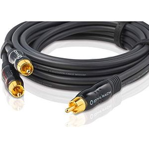 Oehlbach BOOOM 300 - Subwoofer Y-RCA kabel (2 x RCA naar 1 x tinch) - Krachtige basweergave & effectieve afscherming - 3 m - antraciet