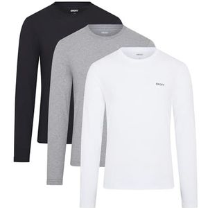 DKNY - Slim Fit - T-shirt - Zwart/Wit/Grijs - Lange Mouwen - 100% Katoen