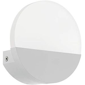 EGLO Metrass 1 Led-wandlamp, 1-lichts, moderne, ronde wandlamp voor binnen, van aluminium en gesatineerde kunststof in wit, voor woonkamer of hal, war