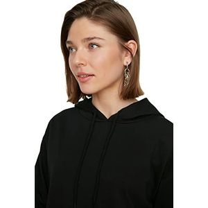 Trendyol Dames Black Hooded Basic gebreid sweatshirt, Large