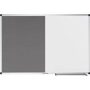 Legamaster Unite Combiboard, 60 x 90 cm, grijs, whiteboard-kurkcombinatie, whiteboard, magnetisch en beschrijfbaar, kurkbord voor het vastzetten van foto's en plannen van 100% natuurkurk