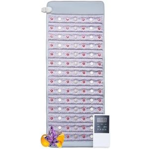VEVOR Infrarood warmtegordel, verwarmingskussen met jade- en toermalijnstenen, 660 nm fotonlicht en negatieve ionen, 39-70 °C hete edelsteenmat met 0-720 min. timer voor taille en schouder (1530 x 615