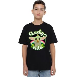 Star Wars St Patrick's Day Grogu Lucky Cute Unisex Kids T-shirt, zwart, 3-4 jaar, Zwart, 3-4 jaar