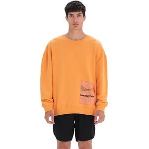 Dagi Heren Oranje Lange Mouwen Crew Neck Oversized Sweatshirt, Oranje, L, oranje, L
