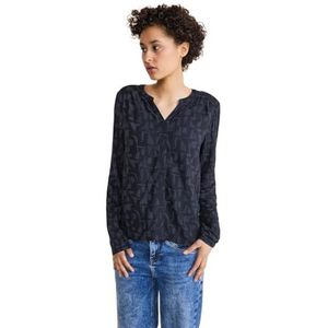 STREET ONE Bedrukt damesshirt met lange, blauw (deep blue), 46