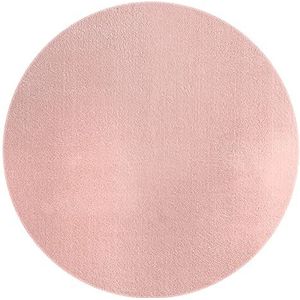Mia´s Teppiche Olivia Tapijt woonkamer roze 120x120 cm rond modern zacht effen pluizig laagpolig (19 mm) antislip wasbaar tot 30 graden, 100% polyester, 15 cm
