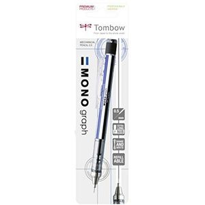 Tombow Monograaf vulpotlood met extra lange metalen punt wit/blauw/zwart