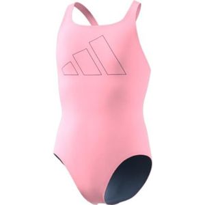 adidas Meisjes Performance Big Bars Swimsuit Kids, pink spark, 5-6 Years