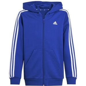 adidas Uniseks-Kind Essentials 3-Stripes Fleece Full-Zip Hoodie, semi lucid blue/white, 9-10 Years