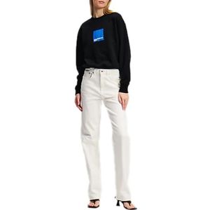 Karl Lagerfeld Jeans, Dames, High Rise Straight Denim, Straight Pijpen, Witte Denim, 2430