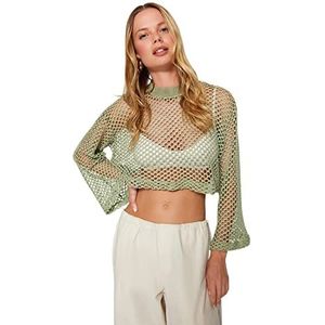 Trendyol FeMan oversized basic gebreide trui met ronde hals, mint, M, Munt, M