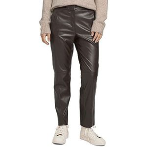 TOM TAILOR Dames Stoffen broek van kunstleer 1028775, 13234 - Java Dark Brown, 42W / 28L