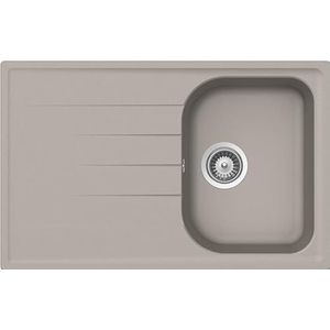 SCHOCK | Lithos keukenspoelbak met 1 klein afdruipoppervlak, omkeerbare wastafel, materiaal Cristalite®, duifgrijs, 790 x 500 mm