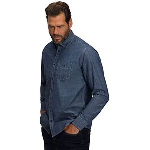 JP 1880 Jeanshemd voor heren, lange mouwen, buttondown-kraag, moderne basic fit, tot 8 XL overhemd, donkerblauw denim, 3XL, donkerblauw (dark blue denim), 3XL