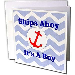 3dRose gc_233680_2 wenskaarten ""Afbeelding van schepen Ahoy It is a Boy"", 15 x 15 cm, 12 stuks