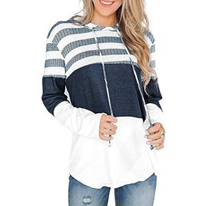 ABYOVRT Damestrui met capuchon, dik, hoodie, winter, wafeltrui met elegante zak, sweatshirt, streetwear, sportjas, blouse, meisjes, blouse, Wit, XL