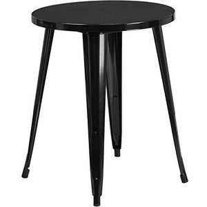 Flash Möbel 61 cm ronde metalen indoor-outdoor tafel, metaal, zwart, 71,12 x 63,5 x 12,7 cm