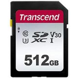 Transcend TS512GSDC300S-E 512GB | SDXC I, C10, U3, V30 geheugenkaart - 95/40 MB/s - retail verpakking