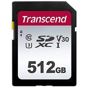 Transcend TS512GSDC300S-E 512GB | SDXC I, C10, U3, V30 geheugenkaart - 95/40 MB/s - retail verpakking