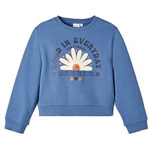 NAME IT Girl's NKFTIFFA LS Loose Short Sweat BRU Box Sweatshirt, Bijou Blue, 122/128, Bijou Blue., 122/128 cm